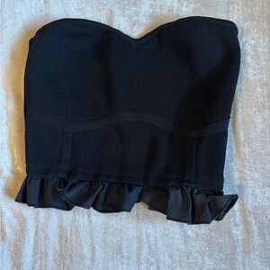 Altar'd State Black Strapless Ruffle Bustier Top